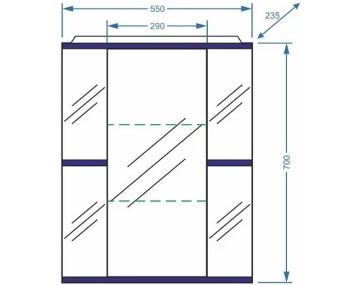 Зеркальный шкаф 55x70 см синий глянец Stella Polar Колор-1 SP-00000197