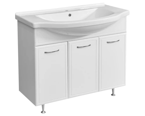 Тумба белый глянец/белый матовый 86,5 см с бельевой корзиной Stella Polar Концепт SP-00000134