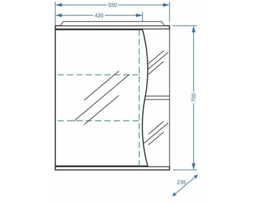Зеркальный шкаф 55x70 см белый глянец/белый матовый L Stella Polar Верея SP-00000040