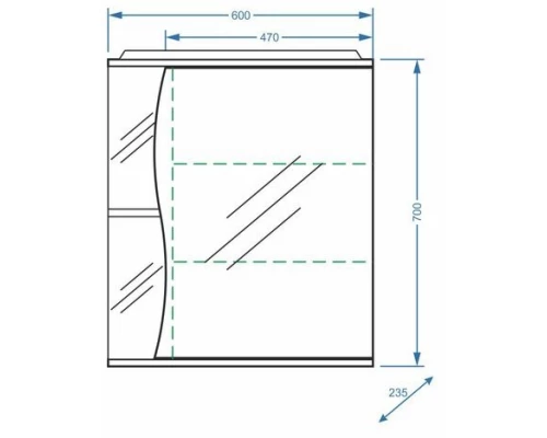 Зеркальный шкаф 60x70 см белый глянец/белый матовый R Stella Polar Верея SP-00000048