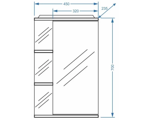 Зеркальный шкаф 45x70 см белый глянец/белый матовый R Stella Polar Нелея SP-00000223