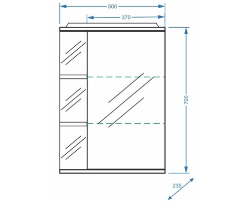 Зеркальный шкаф 50x70 см белый глянец/белый матовый R Stella Polar Нелея SP-00000035