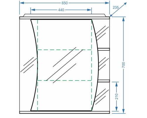 Зеркальный шкаф 65x70 см белый глянец/белый матовый Stella Polar Пелаго SP-00000055