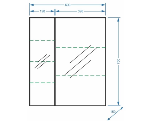 Зеркальный шкаф 60x70 см белый матовый Stella Polar Парма SP-00000051