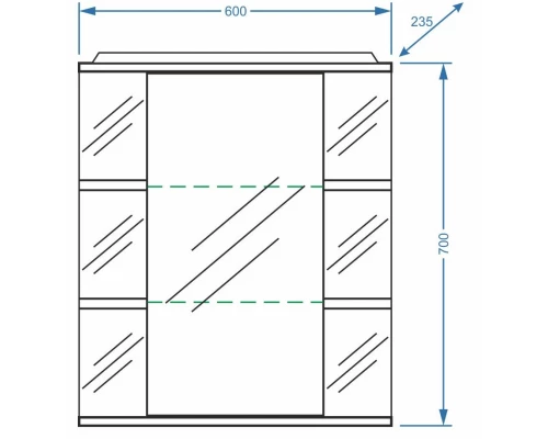 Зеркальный шкаф 60x70 см белый глянец/белый матовый R Stella Polar Лаура SP-00000050