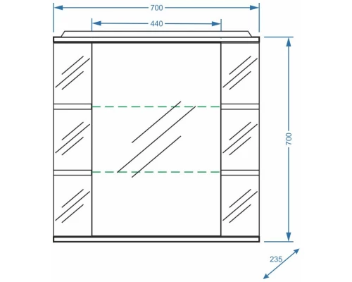 Зеркальный шкаф 70x70 см белый глянец/белый матовый R Stella Polar Лаура SP-00000058