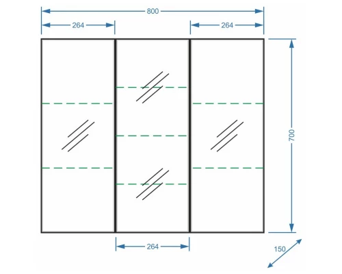 Зеркальный шкаф 80x70 см белый глянец/белый матовый Stella Polar Парма SP-00000126