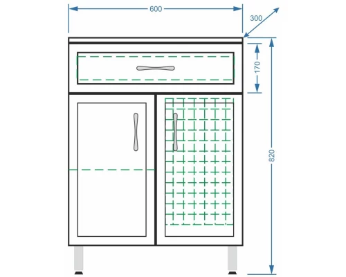 Тумба белый глянец/белый матовый 60 см с бельевой корзиной Stella Polar Концепт SP-00000155