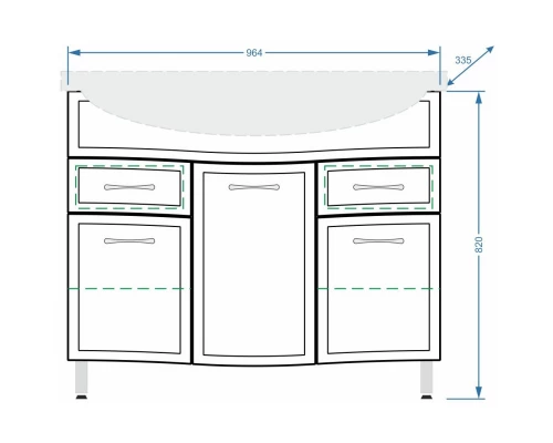 Тумба белый глянец/белый матовый 96,4 см Stella Polar Концепт SP-00000137