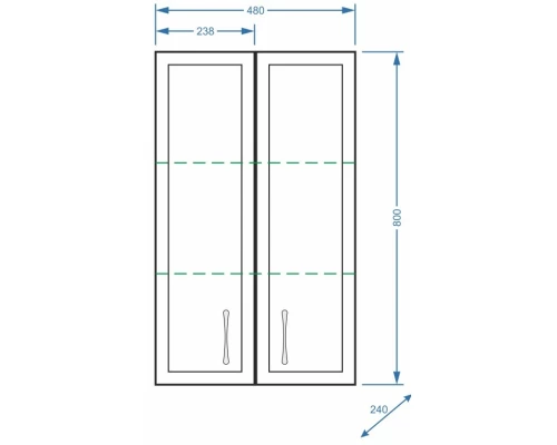 Шкаф двустворчатый подвесной 48x80 см белый глянец/белый матовый Stella Polar Концепт SP-00000139