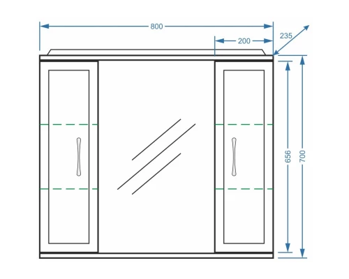 Зеркальный шкаф 80x70 см белый глянец/белый матовый Stella Polar Концепт SP-00000059