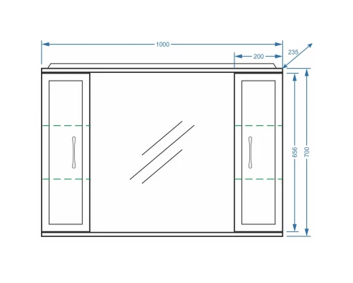 Зеркальный шкаф 100x70 см белый глянец/белый матовый Stella Polar Концепт SP-00000135