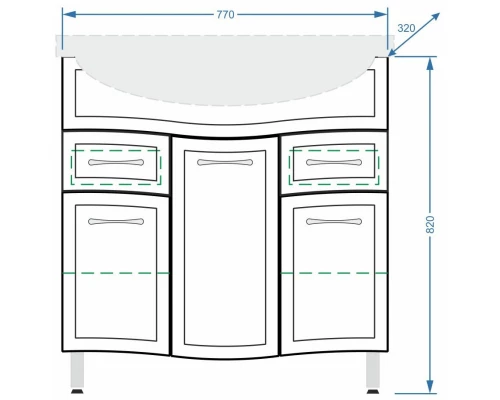 Тумба белый глянец/белый матовый 77 см Stella Polar Концепт SP-00000128