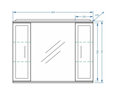 Зеркальный шкаф 90x70 см белый глянец/белый матовый Stella Polar Концепт SP-00000131