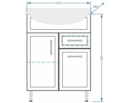Тумба белый глянец/белый матовый 57,5 см Stella Polar Концепт SP-00000053