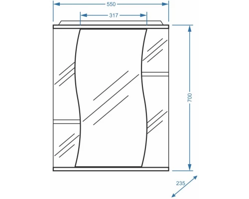 Зеркальный шкаф 55x70 см белый глянец/белый матовый R Stella Polar Лолита SP-00000042