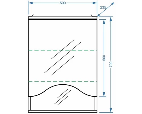 Зеркальный шкаф 50x70 см белый глянец/белый матовый R Stella Polar Лиана SP-00000036