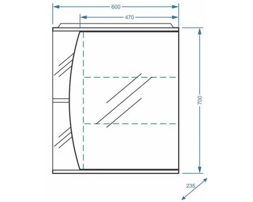 Зеркальный шкаф 60x70 см белый глянец/белый матовый R Stella Polar Лана SP-00000049