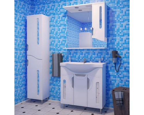 Пенал напольный белый глянец/белый матовый Stella Polar Сильва SP-00000205