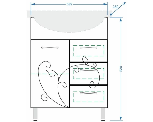 Тумба белый глянец/белый матовый 58,4 см Stella Polar Фантазия SP-00000228