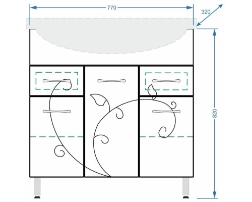 Тумба белый глянец/белый матовый 77 см Stella Polar Фантазия SP-00000229