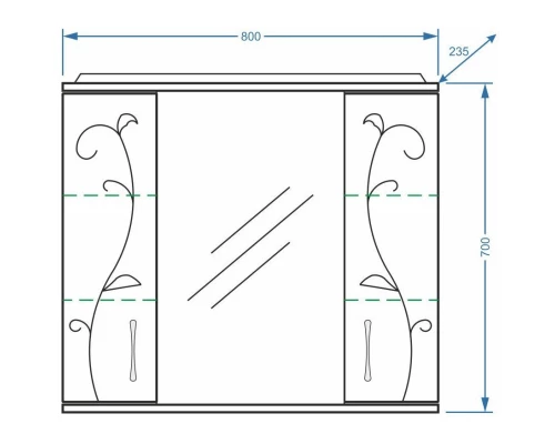 Зеркальный шкаф 80x70 см белый глянец/белый матовый Stella Polar Фантазия SP-00000226