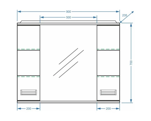Зеркальный шкаф 90x70 см белый глянец/белый матовый Stella Polar Фиора SP-00000211
