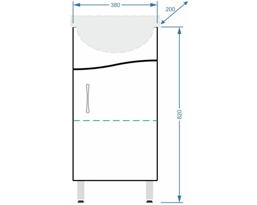Тумба белый глянец/белый матовый 38 см Stella Polar Волна SP-00000230