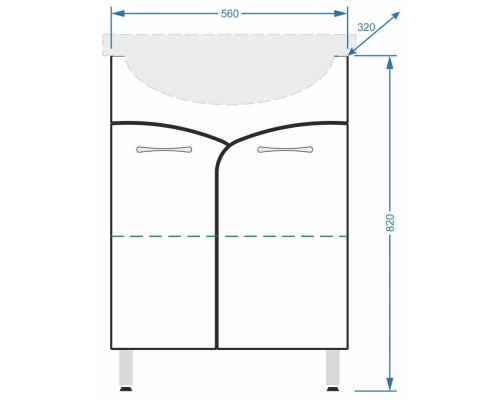 Тумба белый глянец/белый матовый 56 см Stella Polar Волна SP-00000052