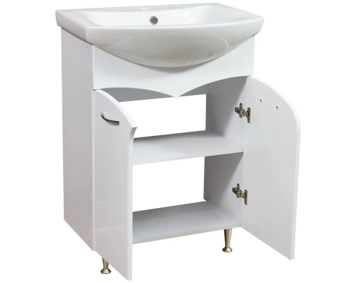 Тумба белый глянец/белый матовый 56 см Stella Polar Волна SP-00000052