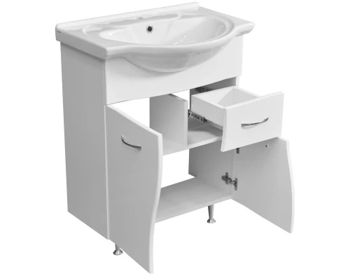 Тумба белый глянец/белый матовый 61 см Stella Polar Волна SP-00000056