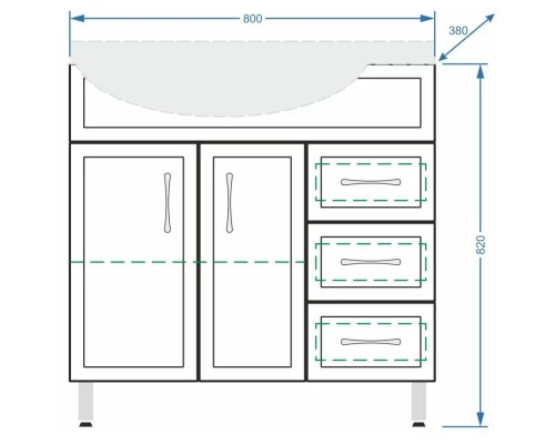 Тумба белый глянец/белый матовый 80 см R Stella Polar Концепт SP-00000130