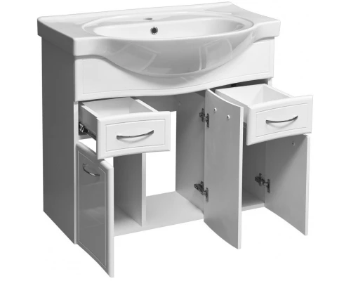 Тумба с раковиной белый глянец/белый матовый 90,5 см Stella Polar Концепт SETSP-00000132/1WH110790