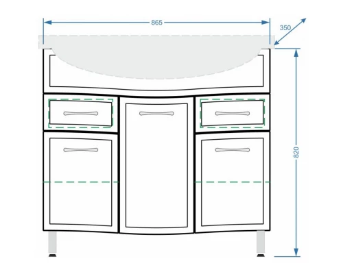 Тумба с раковиной белый глянец/белый матовый 90,5 см Stella Polar Концепт SETSP-00000132/1WH110790