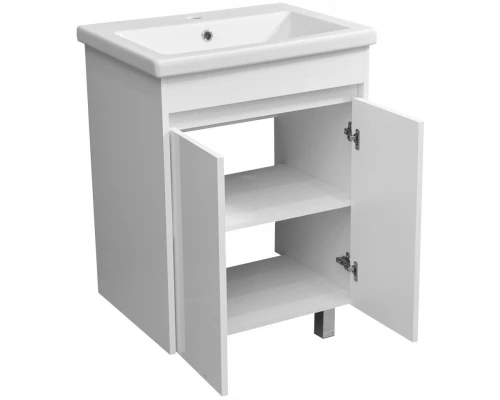 Тумба с раковиной белый глянец/белый матовый 60 см Stella Polar Фаворит SETSP-00000163/UM-COM60/1