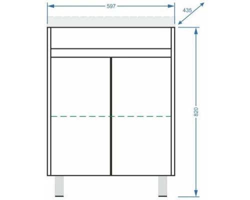 Тумба с раковиной белый глянец/белый матовый 60 см Stella Polar Фаворит SETSP-00000163/UM-COM60/1