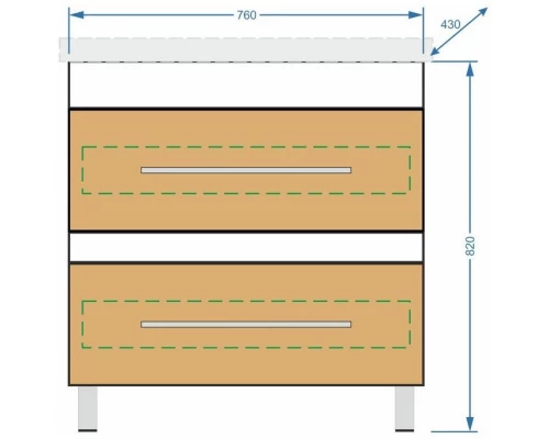 Тумба с раковиной зебрано светлый/белый глянец 80 см Stella Polar Симона SETSP-00000170/UM-COM80/1