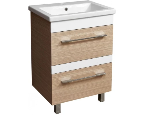 Тумба с раковиной зебрано светлый/белый глянец 60 см Stella Polar Симона SETSP-00000169/UM-COM60/1