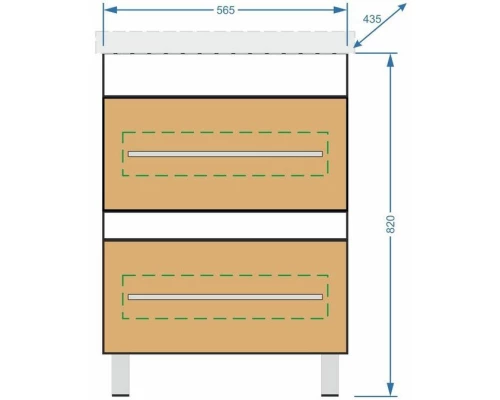 Тумба с раковиной зебрано светлый/белый глянец 60 см Stella Polar Симона SETSP-00000169/UM-COM60/1