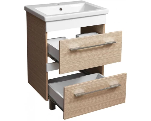 Тумба с раковиной зебрано светлый/белый глянец 60 см Stella Polar Симона SETSP-00000169/UM-COM60/1