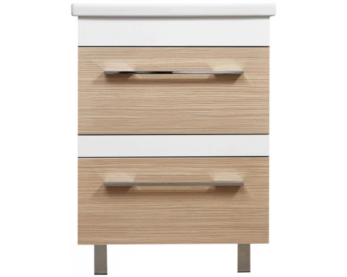 Тумба с раковиной зебрано светлый/белый глянец 60 см Stella Polar Симона SETSP-00000169/UM-COM60/1