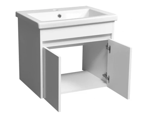 Тумба с раковиной белый глянец/белый матовый 60 см Stella Polar Фаворит SETSP-00000167/UM-COM60/1