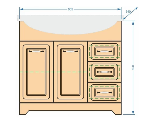 Тумба с раковиной карпатская ель 90,5 см Stella Polar Кармела SETSP-00000180/1WH110790