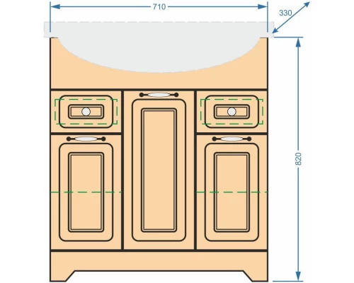 Тумба с раковиной карпатская ель 76 см Stella Polar Кармела SETSP-00000179/1WH110259