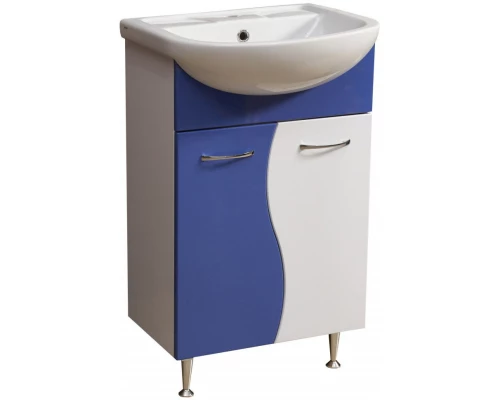 Тумба с раковиной белый глянец/синий глянец 55,5см Stella Polar Колор-1 SETSP-00000195/SD-00000065