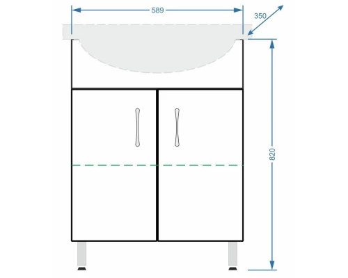 Тумба с раковиной белый глянец/белый матовый 60 см Stella Polar Концепт SETSP-00000395/UM-ERI60/1