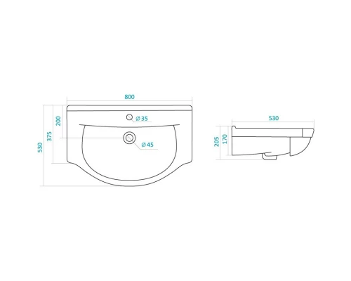 Тумба с раковиной белый глянец/белый матовый 80 см Stella Polar Фантазия SETSP-00000229/1WH109653