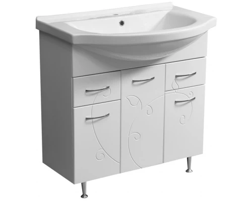 Тумба с раковиной белый глянец/белый матовый 80 см Stella Polar Фантазия SETSP-00000229/1WH109653