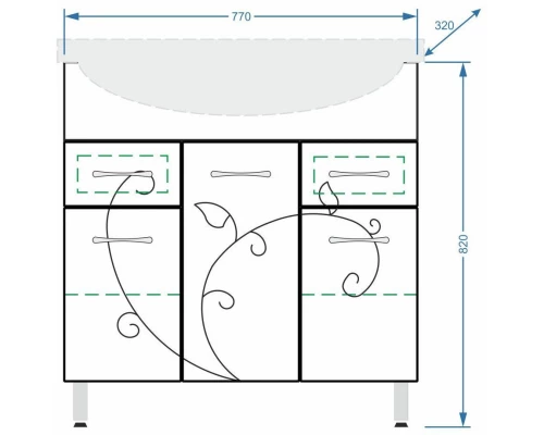 Тумба с раковиной белый глянец/белый матовый 80 см Stella Polar Фантазия SETSP-00000229/1WH109653