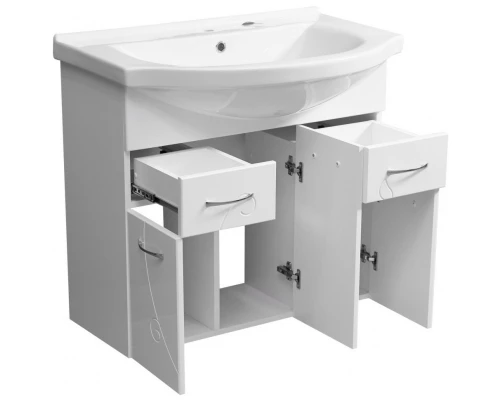 Тумба с раковиной белый глянец/белый матовый 80 см Stella Polar Фантазия SETSP-00000229/1WH109653